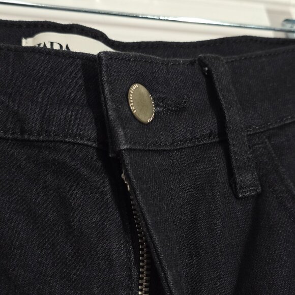 Zara Slim Straight Jeans 8 Black NWT - Picture 4 of 9